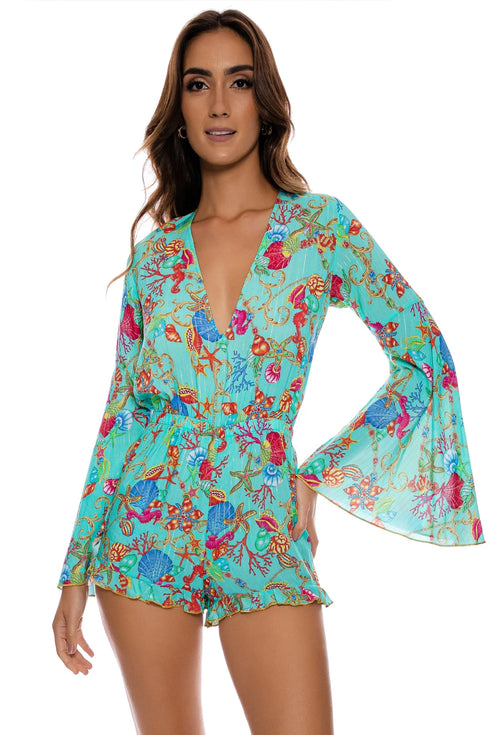 Luli Fama Il Mare Bell Sleeve Romper
